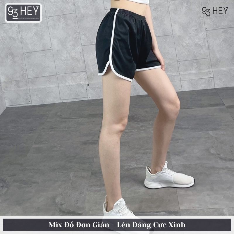 Quần Short Nữ Viền Trắng Cạp Chun Chất Thun Basic Co Giãn Siêu Dễ Chịu 93HEY QS04