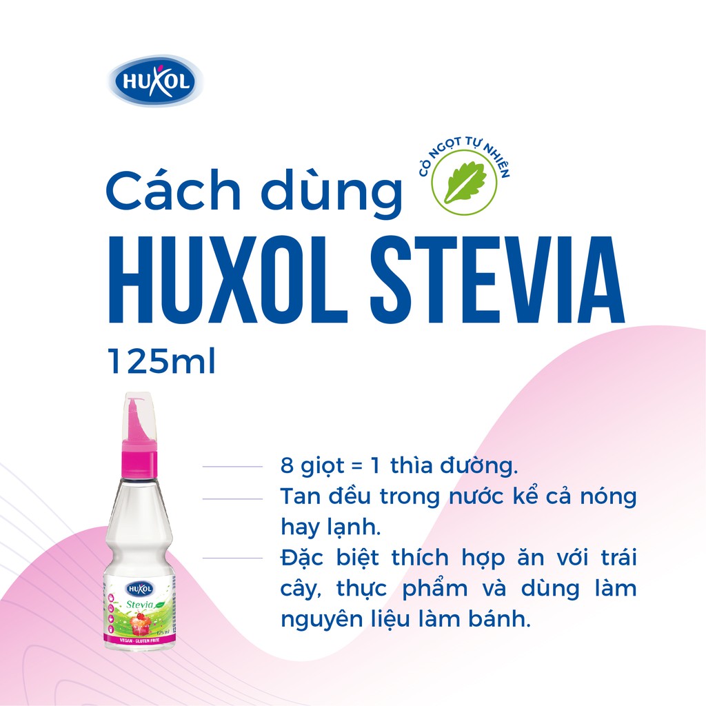 Đường Ăn Kiêng Huxol Cỏ Ngọt Stevia 125ml - Đường cỏ ngọt cho người giảm cân, tiểu đường, cao huyết áp