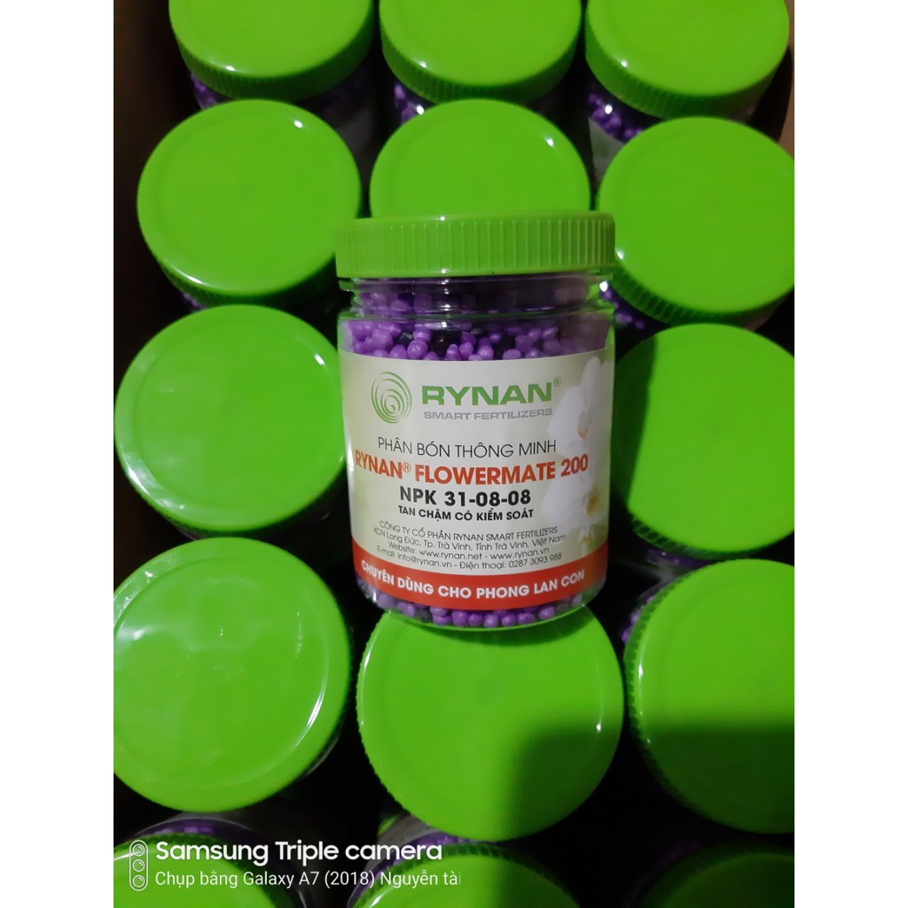 Phân tan chậm thông minh Rynan Flowermate 200 NPK 31-08-08 chuyên dùng cho phong lan cây con hũ 150g
