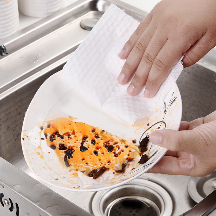 Khăn Giấy Đa Năng Lau Bếp Hàng Loại 1 Có Thể Giặt Nước Tái Sử Dụng Cuộn 50 Tờ Màu Trắng
