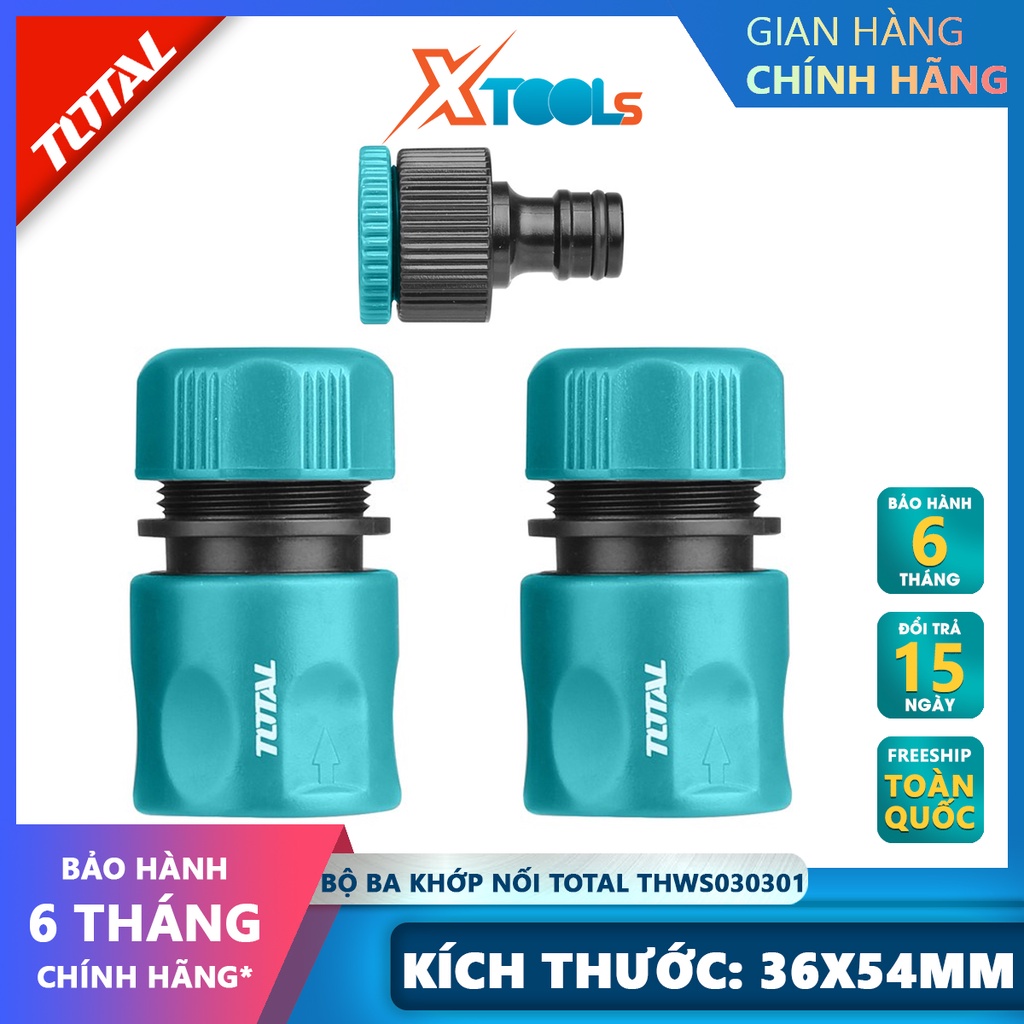 Bộ ba khớp nối TOTAL THWS030301 khớp nối vòi xịt rửa chất liệu nhựa 1/2&quot;, liên kết các đường dây dẫn, ống nối thủy lực