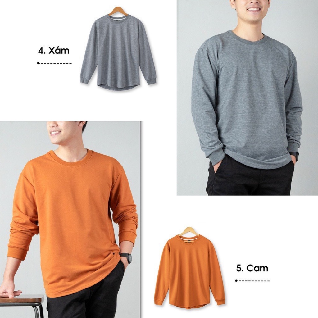 Áo dài tay nam D&Q MEN STORE Basic Sweater vạt bầu Layer Sweater 5 màu trơn | BigBuy360 - bigbuy360.vn