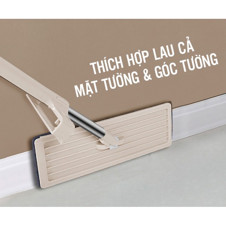 [xả kho] Cây Lau Nhà Tự Vắt Phẳng Thông Minh Spin Mop Xoay 360 Độ_ Tặng Kèm Hai Bông Lau