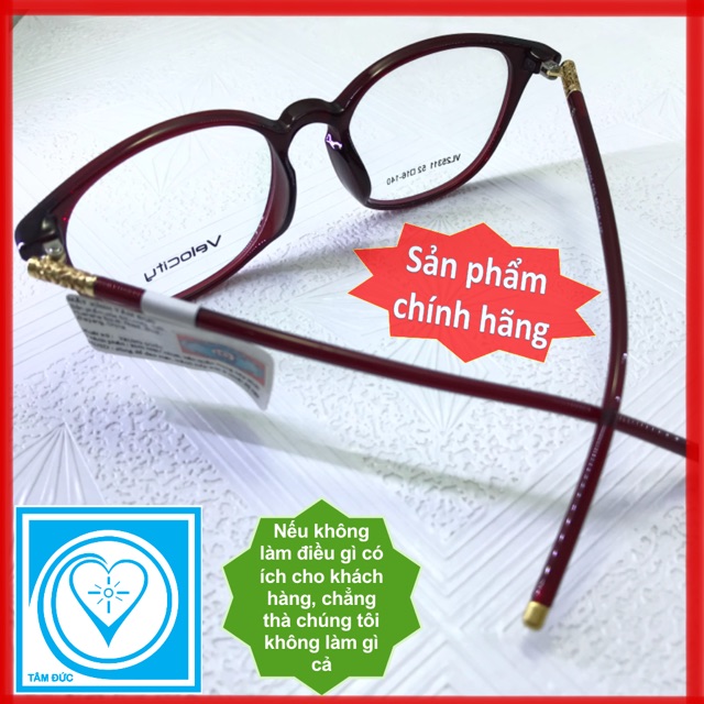 gọng kính cận Velocity (Hàn Quốc - TR90) mã số: VL25311_C03, màu đỏ đô, càng đính hoa văn thời trang.