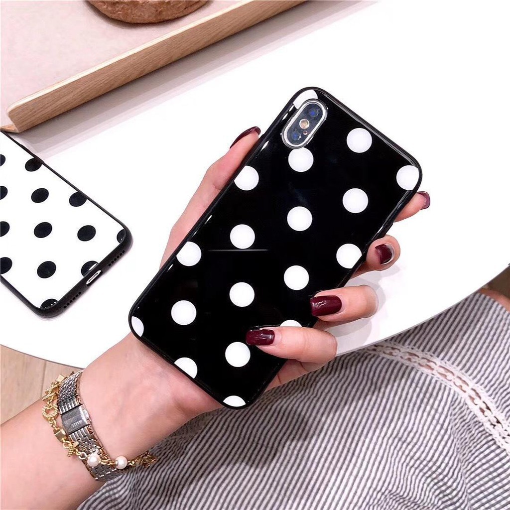 Ốp lưng iphone kính chấm bi 6/6plus/6s/6s plus/6/7/7plus/8/8plus/x/xs/xs max/11/11 pro/11 promax - k149