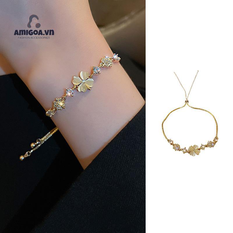 ✨✨Vòng Đeo Tay Mạ Vàng Thật Đính Đá Opal Hoa Cánh Hoa Siêu Thơ Thời Trang Mùa Hè