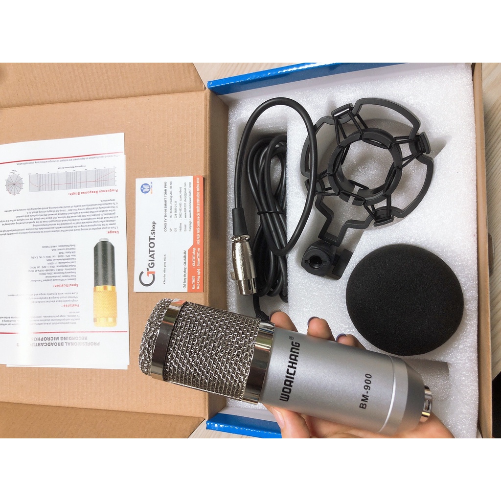 Combo micro thu âm BM900 và sound card âm thanh V8S tặng kèm tai nghe cao cấp