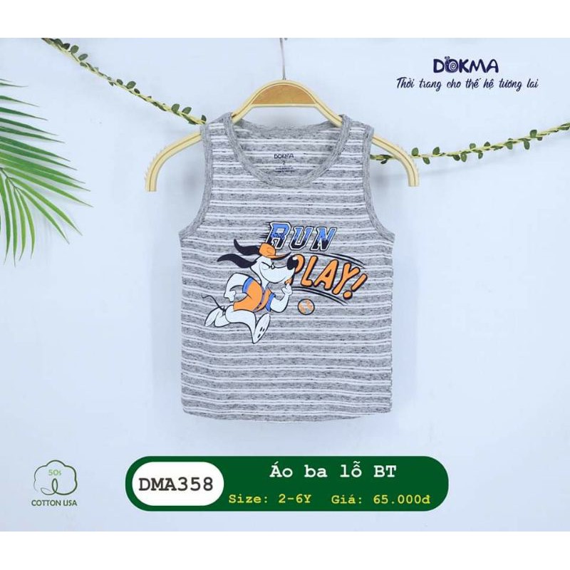 (6 tuổi) Áo 3 lỗ bé trai Dokma, chất cotton Mỹ cao cấp (DMA358)