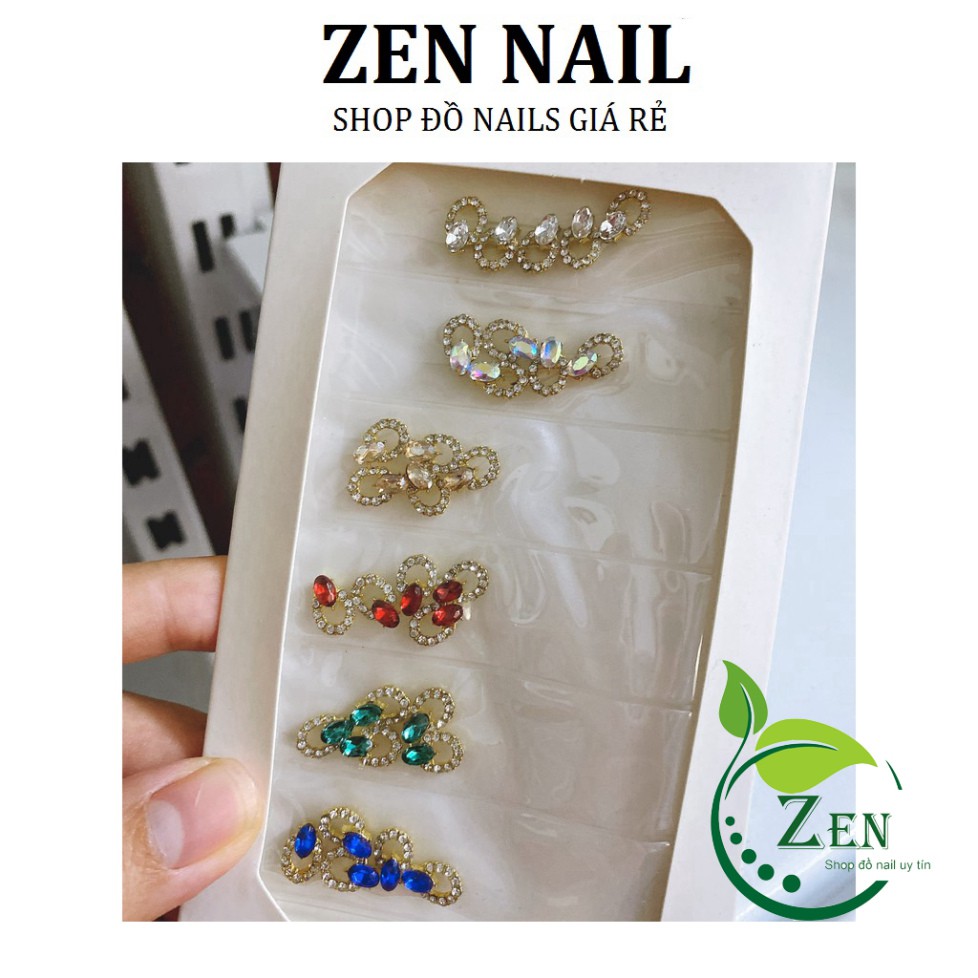 Set Túi phụ kiện, charm, đá thạch anh cao cấp đính móng tay