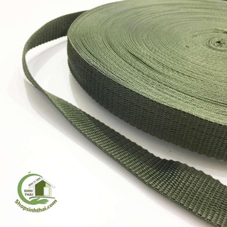Cuộn dây dù dẹt màu xanh rêu [ 1 mét ]