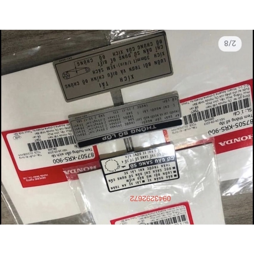 Bộ Tem Thông Số Wave Nhỏ, Zx Honda