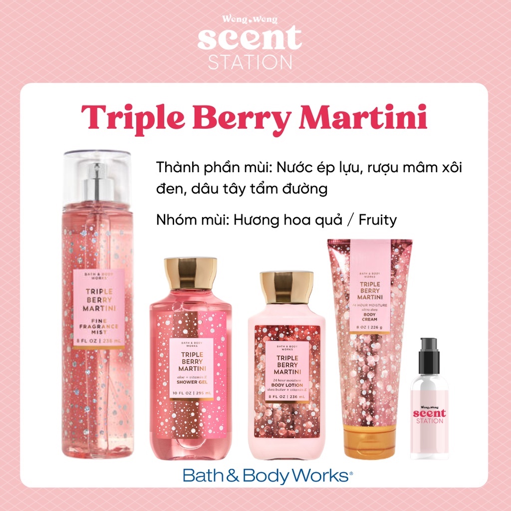 Bộ Sản Phẩm Chăm Sóc Cơ Thể Toàn Diện BBW mùi Triple Berry Martini