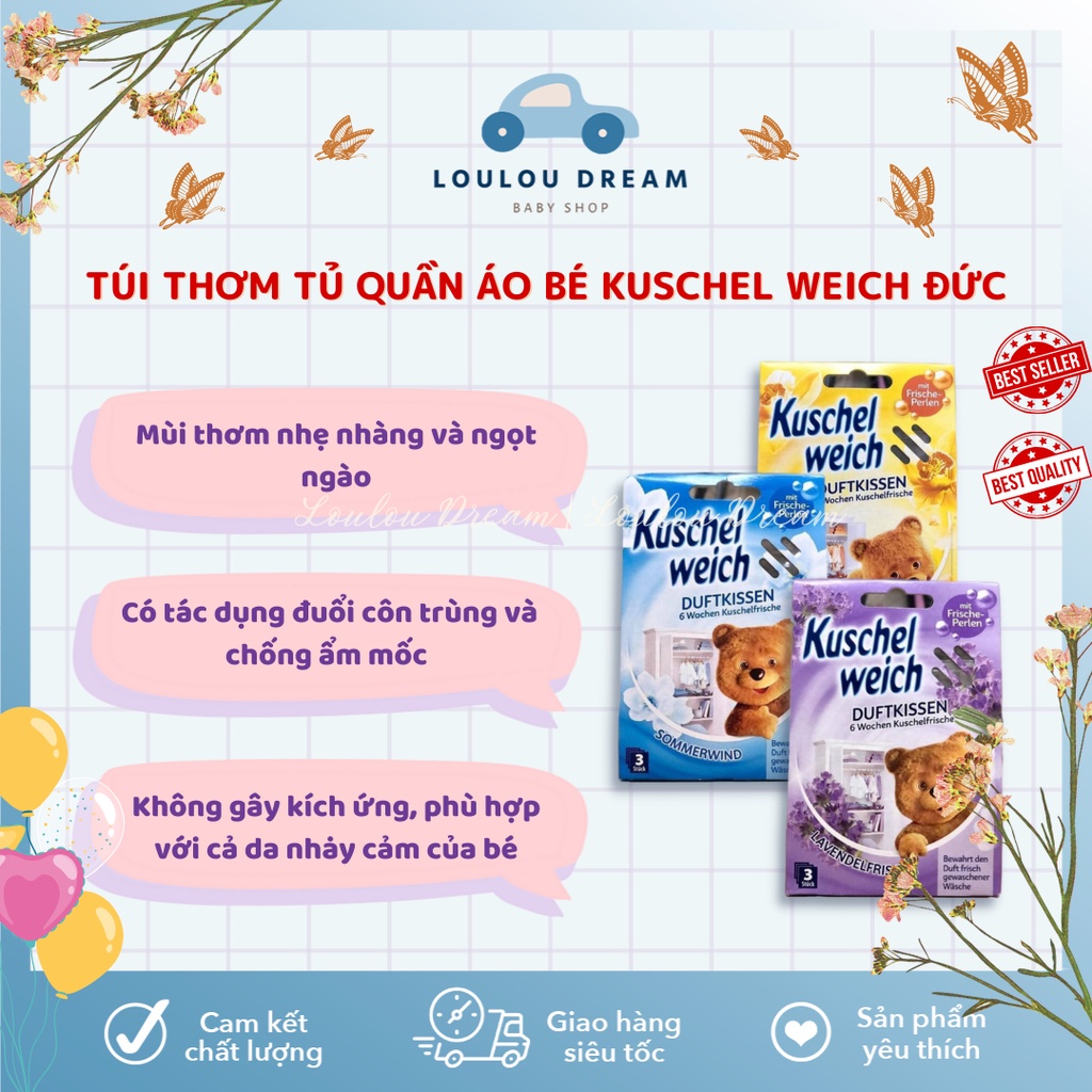 Túi Thơm Tủ Quần Áo Bé Kuschel Weich Đức - Hộp 3 Túi