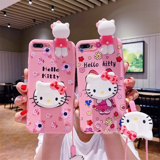 HELLO KITTY Ốp Lưng In Hình Mèo Kitty Có Dây Đeo Xinh Xắn Cho Oppo F9 F7 F5 F1S A57 A39 A37 A83 A71 R17 R15 R9S