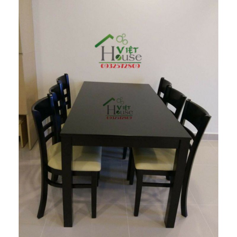 Bộ Bàn ăn 6 ghế trắng đen giá rẻ