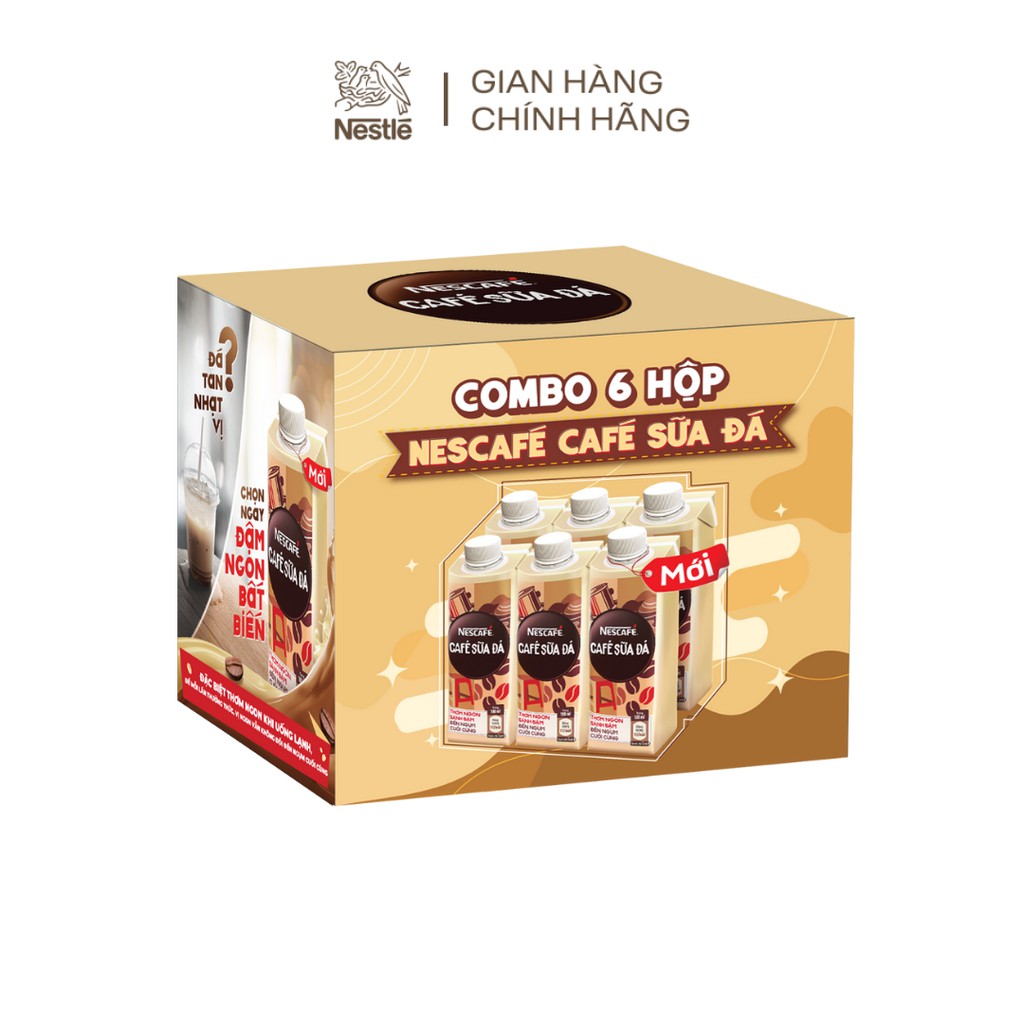 Lốc 6 cà phê uống liền Nescafé® cà phê sữa đá (hộp 180ml)