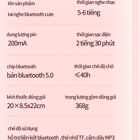 Tai nghe headphone máy tính tai mèo  không dây bluetooth phát quang có  micro  thích với tất cả các loại điện thoại