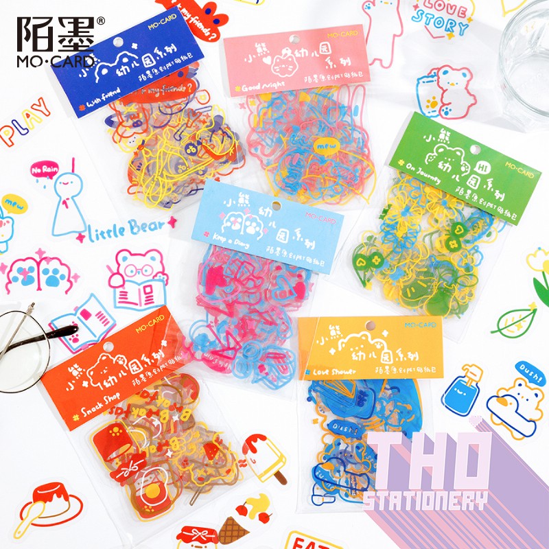 Sticker Cute 💖 Túi 40 Hình Dán Dễ Thương HAPPY DAYS LITTLE BEAR Miếng Dán Trang Trí Sổ Bullet Journal