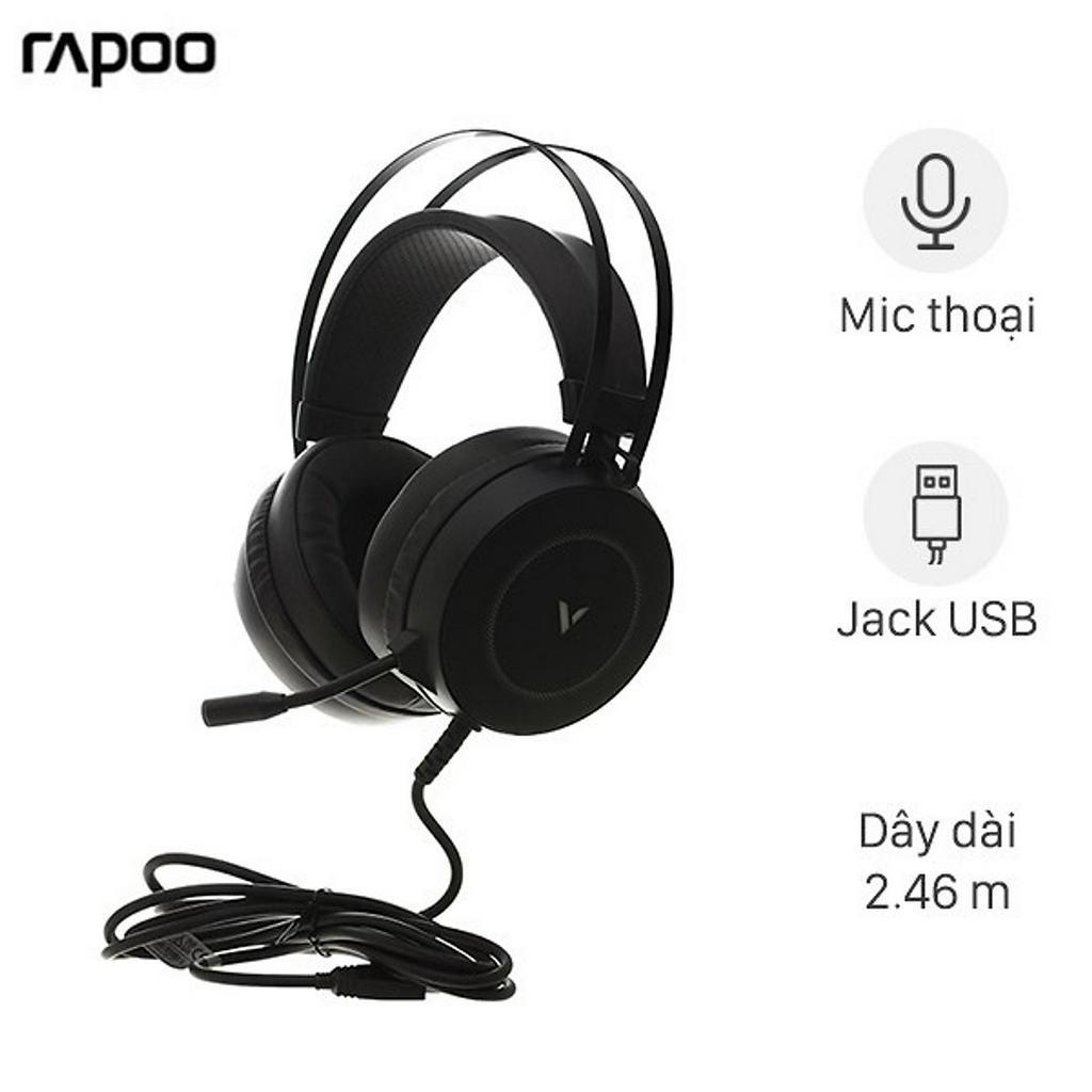 Tai Nghe Gaming Chụp Tai RAPOO VH160 Âm Thanh 7.1, Đèn LED, Micro Khử Ồn ENC - Hàng Chính Hãng