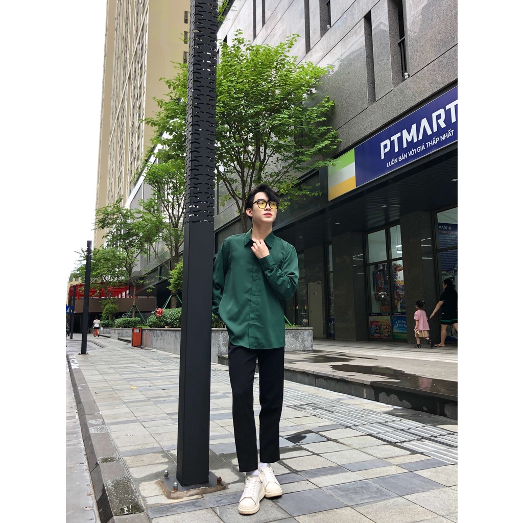 Áo sơ mi nam form rộng Hàn Quốc Felix tay dài vải lụa tằm siêu mềm mịn thương hiệu BAETON - S01