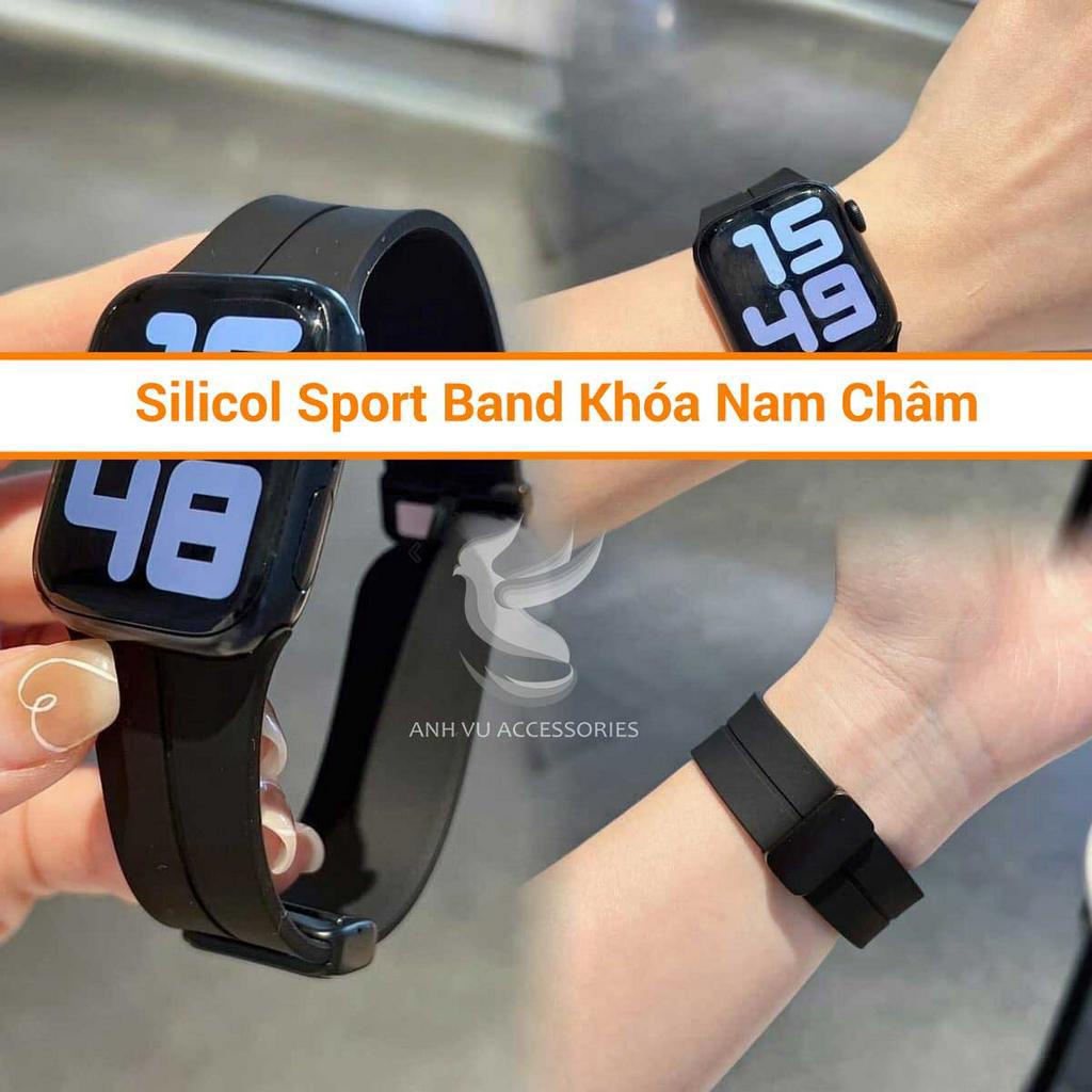 Dây cao su silicol Sport Band Khóa Nam Châm cực đẹp cho Đồng hồ thông minh, đủ size 38/40/41/42/44/45/49mm