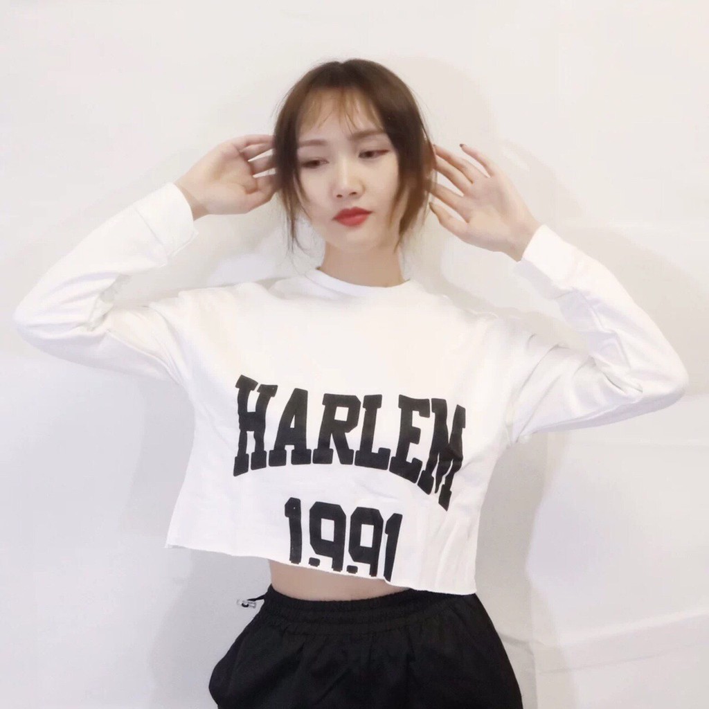 Áo Thun Tay Dài Form Croptop In Chữ HARLEM 1991 Cực Cá Tính TTSL0126