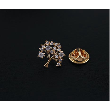 Pin cài cúc cây bé đính đá đáng yêu 1.5cm - Vàng