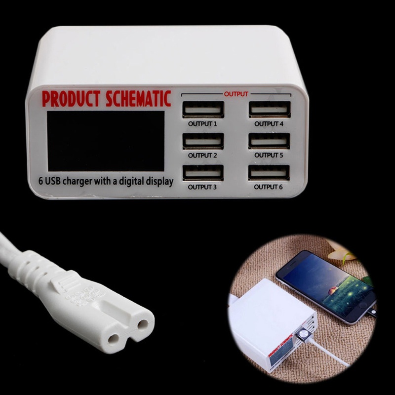 Bộ Chuyển Đổi 6 Cổng Sạc Usb Gắn Tường Siêu Mỏng Tích Hợp Nhiều Mô Đun An Ninh Quá Dòng Bảo Vệ