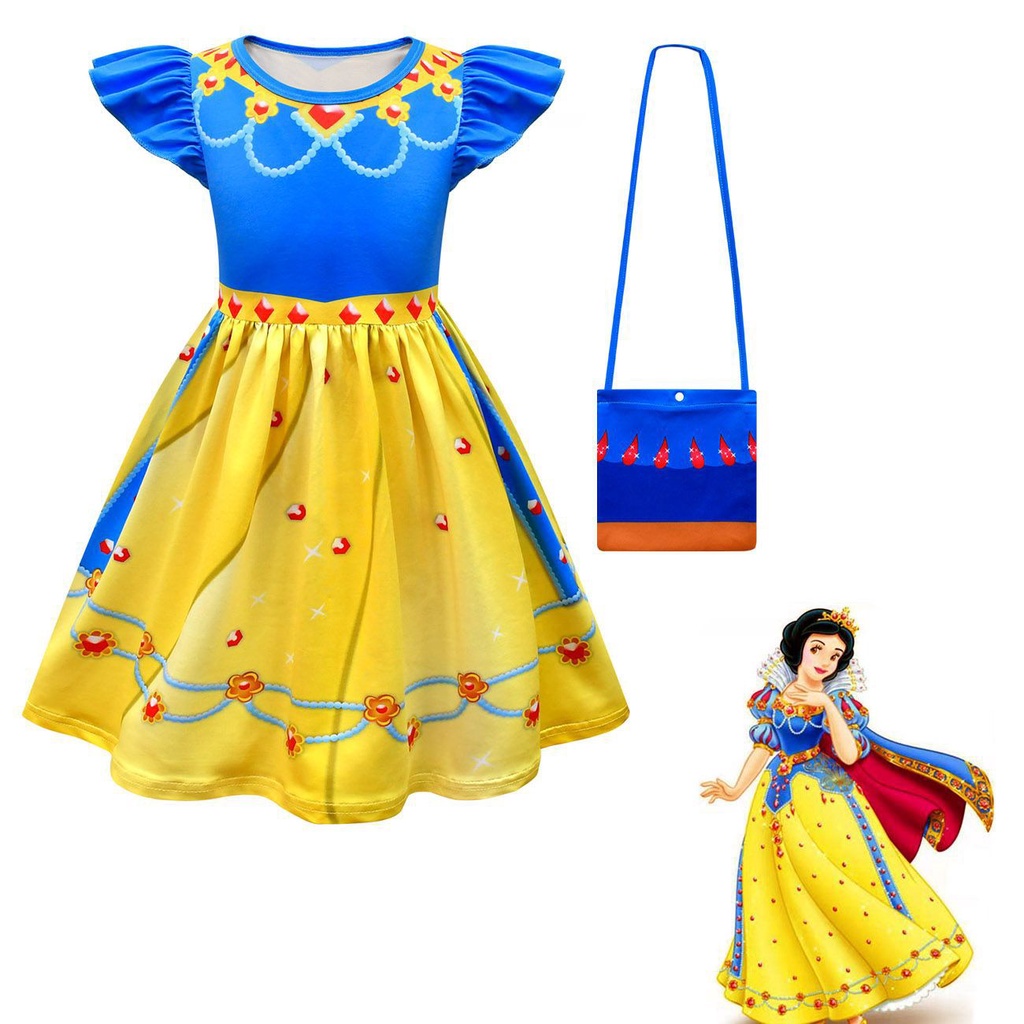 DISNEY Đầm Chữ A In Hình Công Chúa Bạch Tuyết Cho Bé Gái