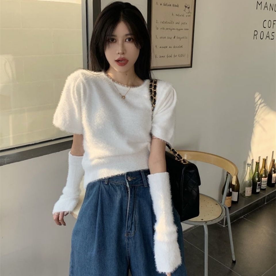 ☸Set Áo Sweater Lông Chồn Mềm Mại Phong Cách Phương Tây Cho Nữ