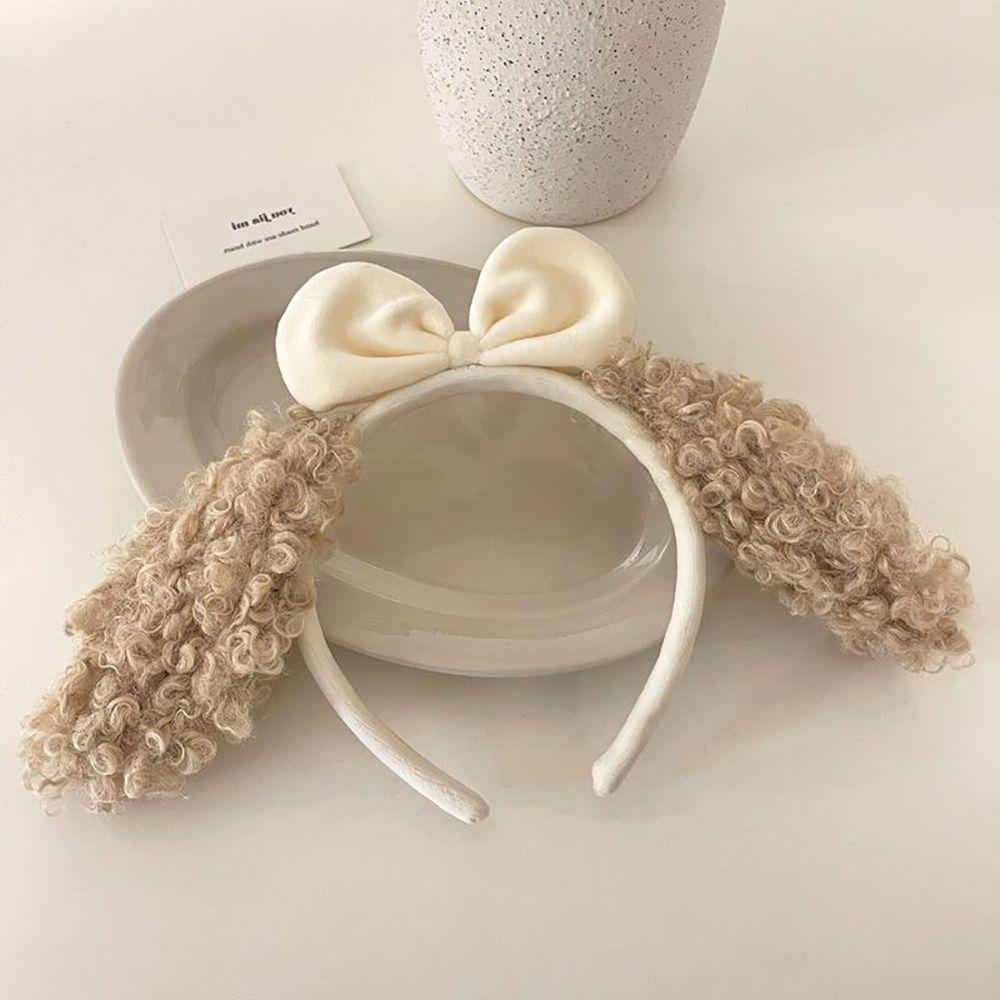 Băng Đô Cài Tóc Đính Nơ Tai Cún Bông Dễ Thương Cho Nữ