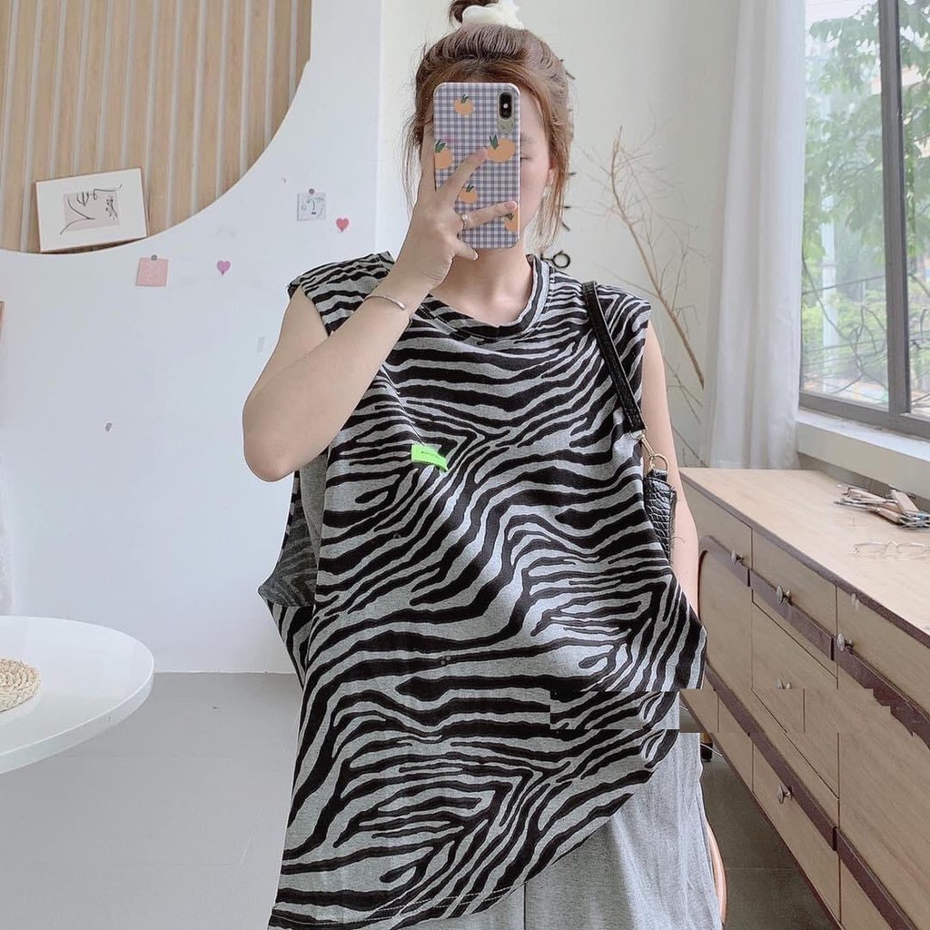 Set Tanktop Ngựa Vằn PEONYB Nữ [FREESHIP]  Bộ quần short đùi áo ba lỗ họa tiết loang trắng đen cá tính Ulzzang