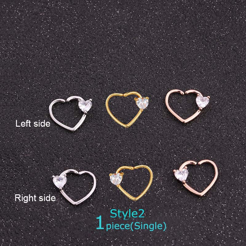 Khuyên xỏ tai bằng đồng đính Zircon hình trái tim thời trang cho nữ