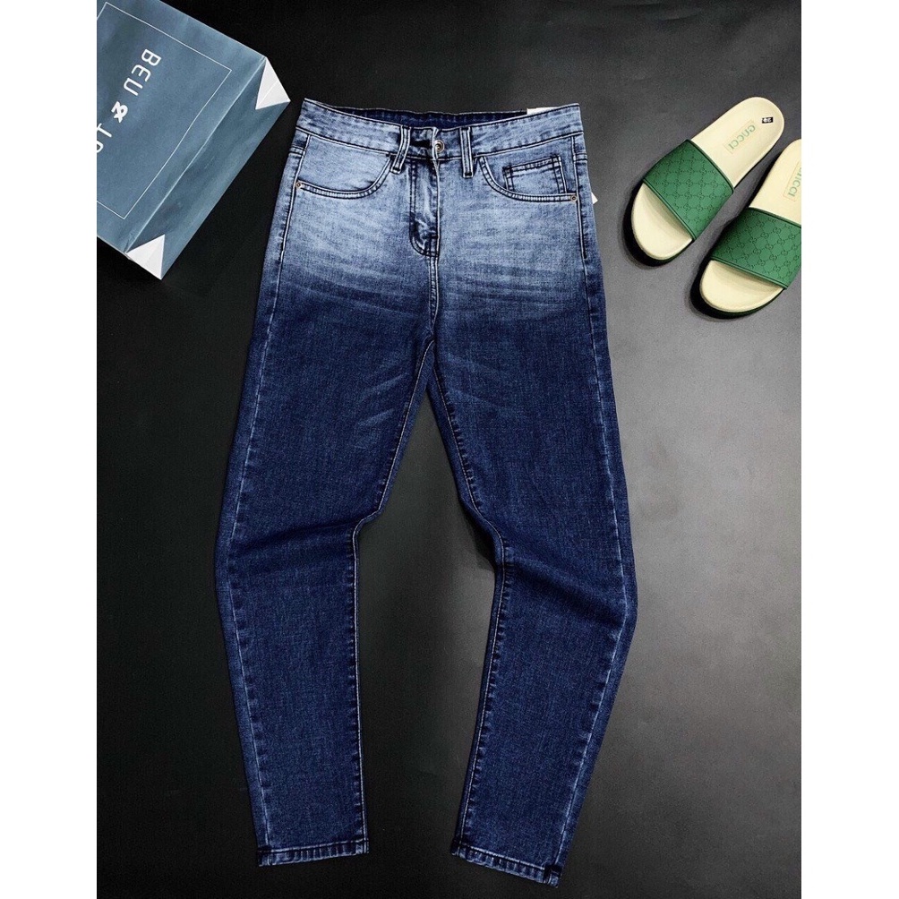 Quần jean nam xanh trơn cao cấp-chất bò co dãn 4 chiều-from chuẫn thời trang Lady-Hn Store88 TS411