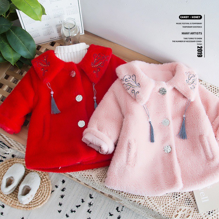Áo khoác lông nhung mịn đẹp phong cách mới cho bé gái size 12-20kg AK10