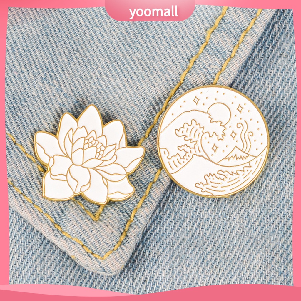 Trâm cài áo thời trang hình hoa sen và sóng biển phong cách vintage cho nam và nữ