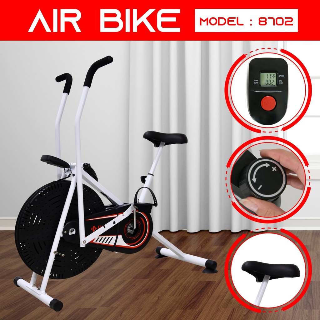 CHAIR19 AB - Xe đạp tập thể dục Air bike 2022 sọc đen đỏ balck