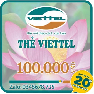Thẻ điện thoại Viettel 100k