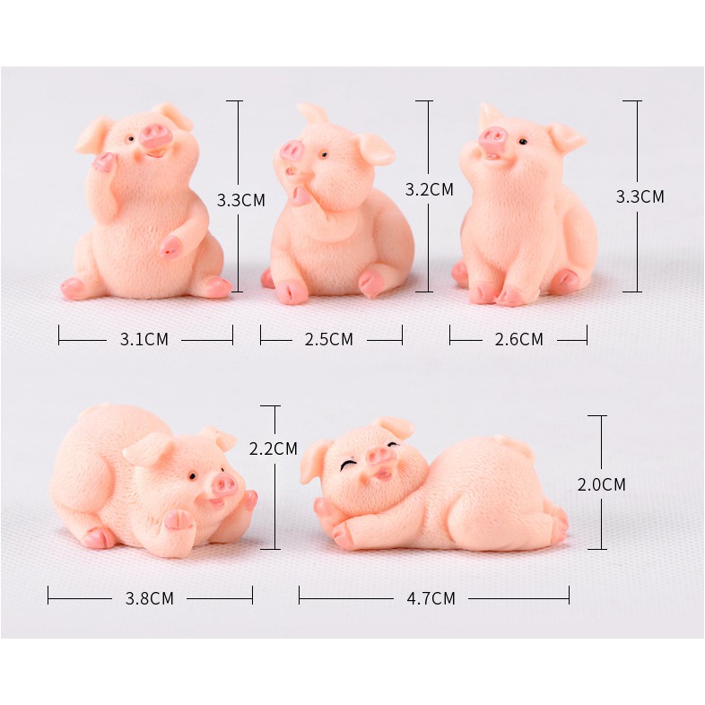 Mô hình đàn lợn hồng béo múp míp ngộ nghĩnh trang trí tiểu cảnh, móc khóa, DIY