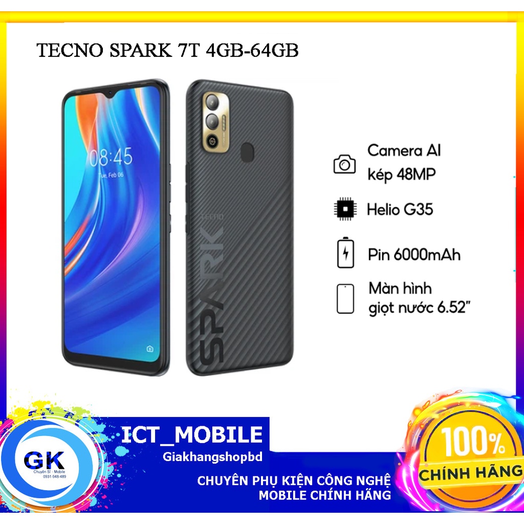 Điện Thoại TECNO SPARK 7T 4GB/64GB - Hàng Chính Hãng