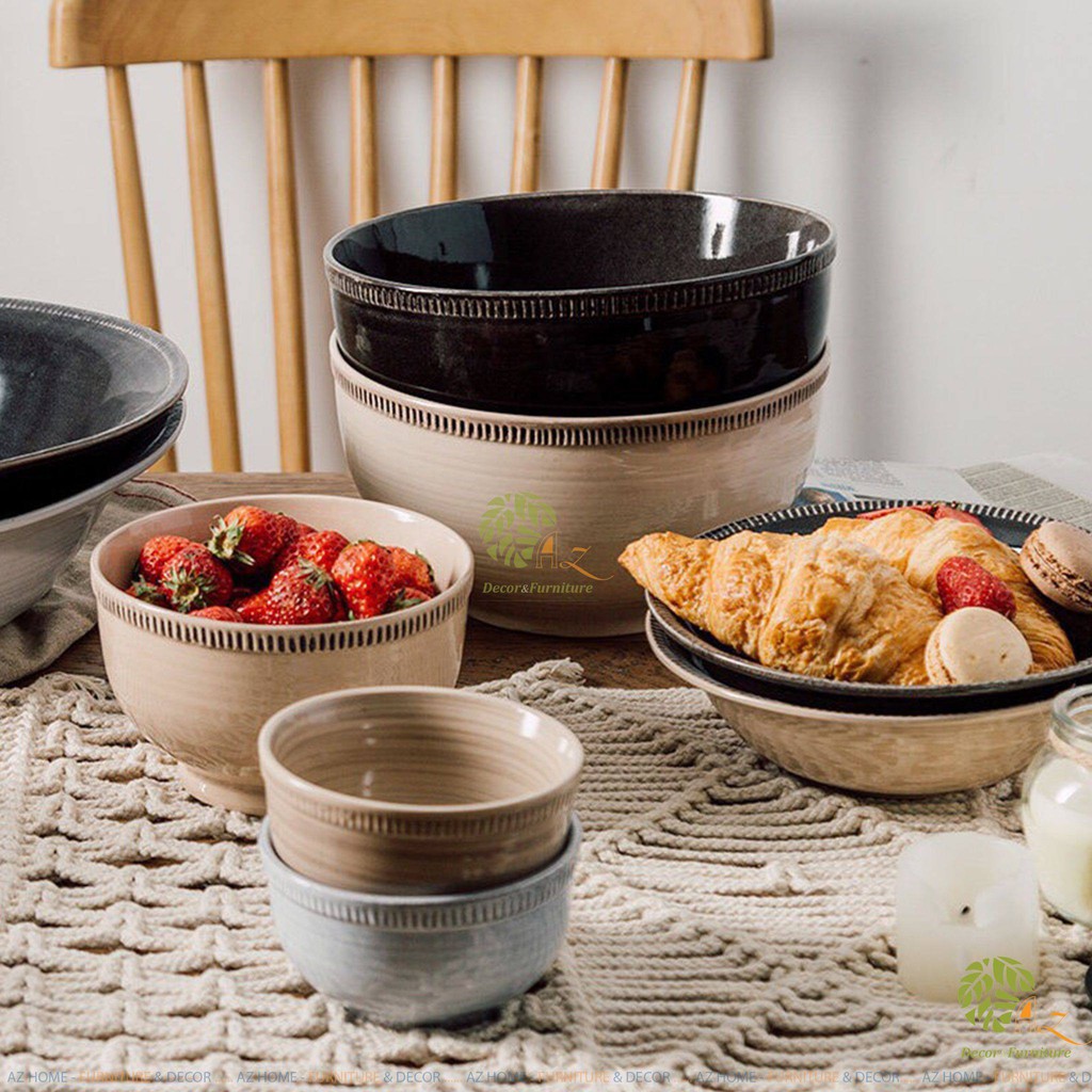 Bộ bát đĩa gốm sứ cao cấp lẻ Nile phong cách bắc âu