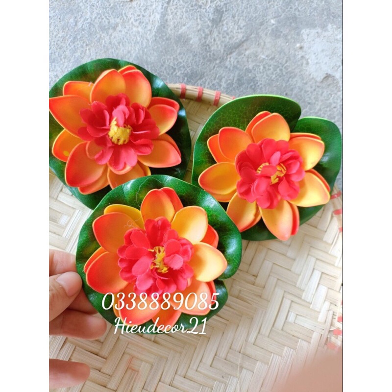 Hoa giả - Hoa sen thả nước Anh Đào size 9,5cm,hàng đẹp