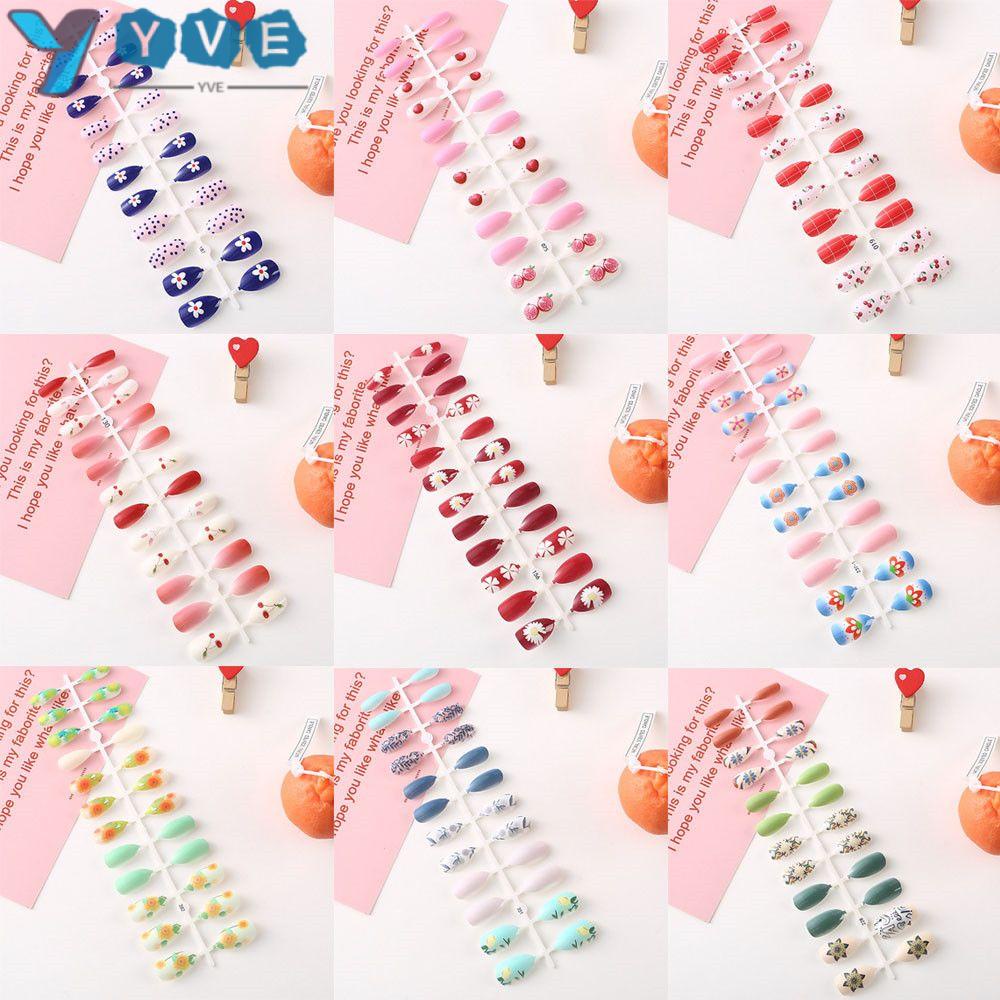 Bộ 24 Móng Tay Giả Hình Hoa Trang Trí Nghệ Thuật