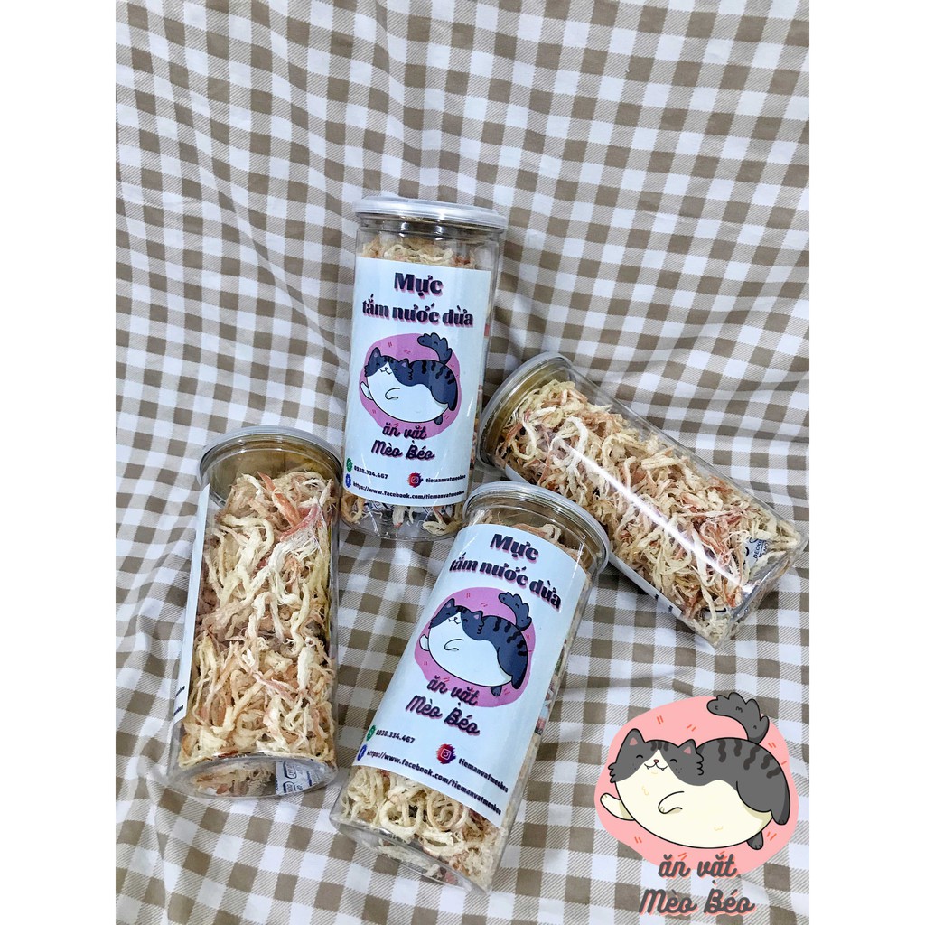 Mực hấp nước dừa 250g hũ pet tiện lợi - Ăn vặt Mèo béo | BigBuy360 - bigbuy360.vn