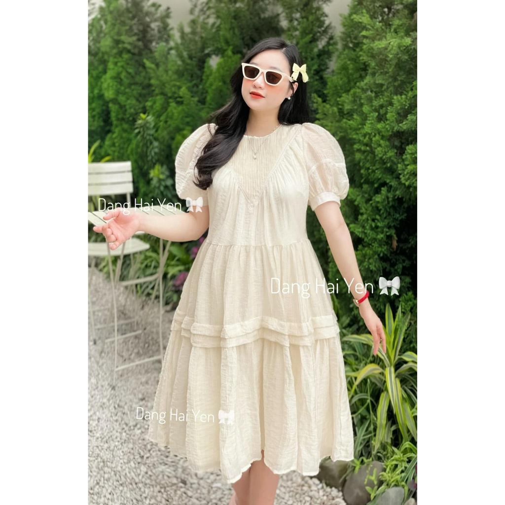 Váy bầu , đầm bầu xinh thiết kế tơ cổ xếp ly bánh bèo dáng babydoll 2 màu xinh xắn mã mới siêu hot