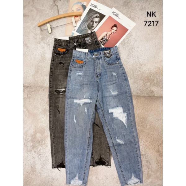 Quần jeans rách dáng beggy