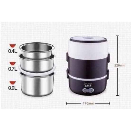 Hộp đựng cơm cắm điện 3 tầng inox cao cấp