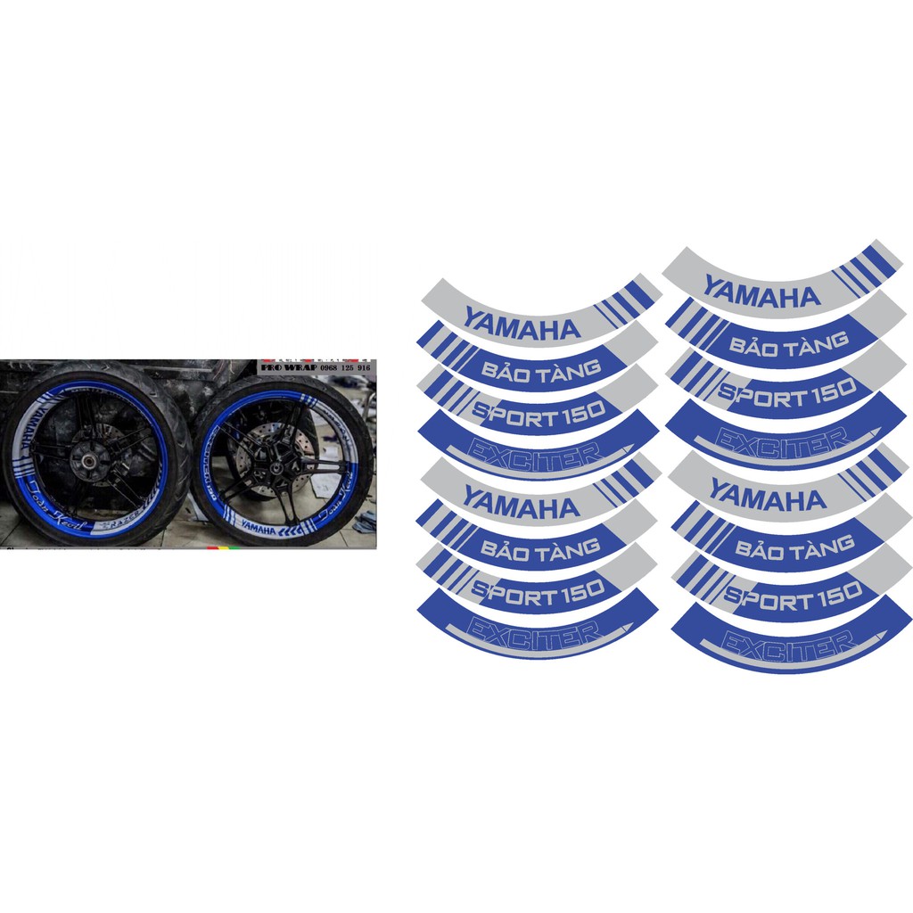Tem dán full vành dán mọi loại xe. Tem mâm trùm xe máy 16 miếng full 2 bánh trước sau. Decal trùm vành đẹp