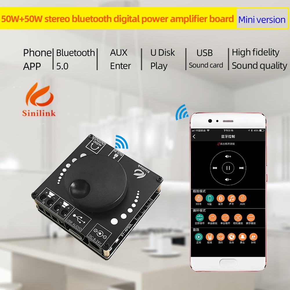Đầu Khuếch Đại Âm Thanh Bluetooth 5.0 Mini Ap50L 50wx2 Chất Lượng Cao