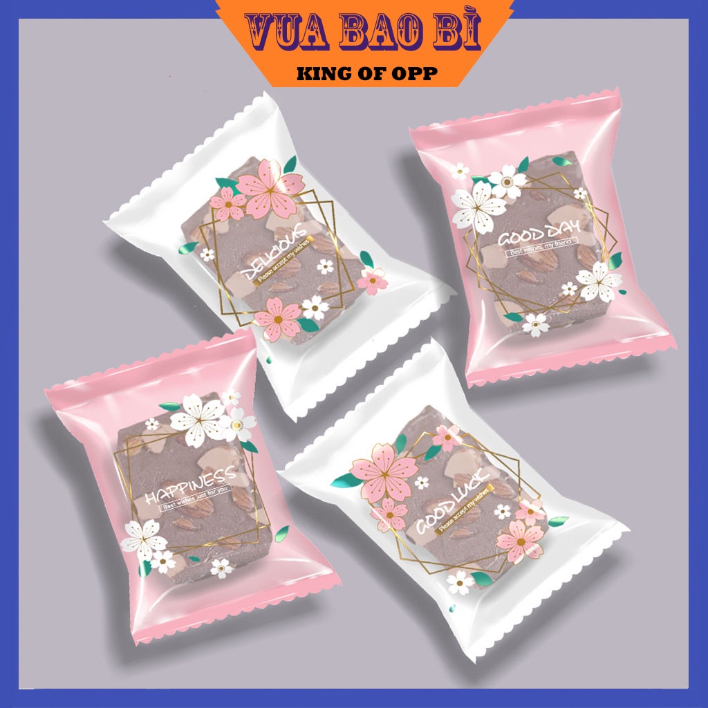 Túi đựng bánh kẹo, trà 7x10 hàn nhiệt hoạ tiết Chữ Tiếng Anh 4 in 1 - VUA BAO BÌ